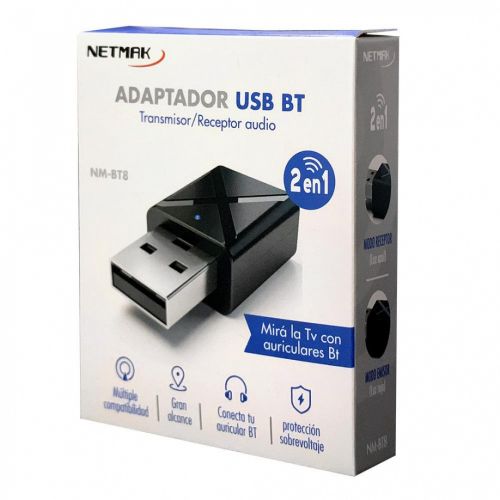 ADAPTADOR NETMAK USB BLUETOOH TRANSMISOR/RECEPTOR DE AUDIO NM-BT08 · Imagen 2