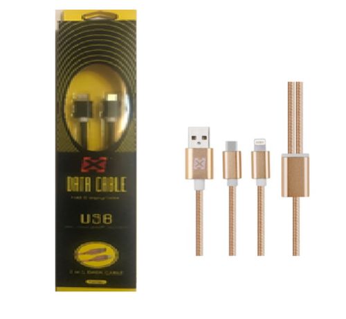 CABLE MICRO USB y IPHONE DOBLE DE ALUMINIO HXD005