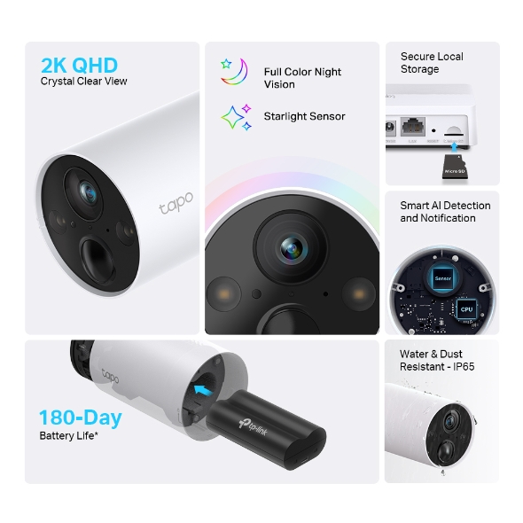 CAMARA IP WIFI TP-LINK TAPO C420 | CON BATERIA | 4Mpx | MMICRO SD | FULL COLOR | Wifi | Exterior · Imagen 2