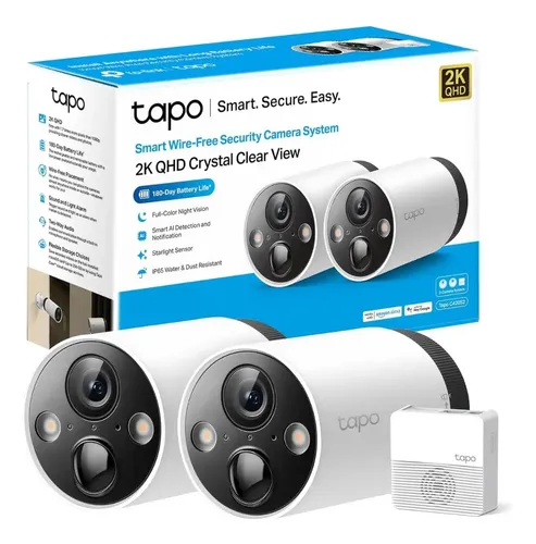 CAMARA IP WIFI TP-LINK TAPO C420S2 KIT x 2 CAMARAS  CON BATERIA | Incluye Hub Tapo H200 | 4Mpx | MICRO SD | FULL COLOR | MICRO SD | Wifi | Exterior