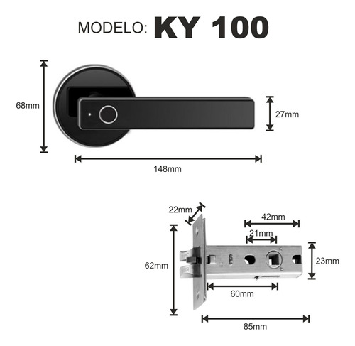 CERRADURA SMART KY-100 PRONEXT | HUELLA | LLAVE · Imagen 2