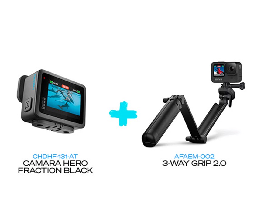 CAMARA GOPRO HERO FRACTION BLACK CHDHF-131-AT + TRIPODE WAY GRIP 2.0 AFAEM-002	