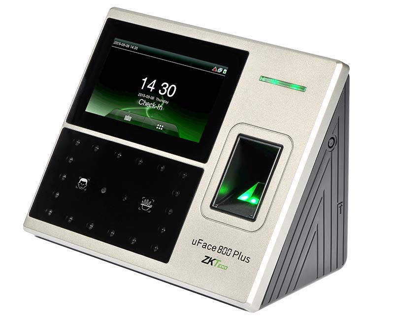 CONTROL DE ACCESO ZKTECO UFACE800 PLUS reconocimiento de palma sin contacto 3 en 1 con métodos de autenticación facial y de huellas dactilares
