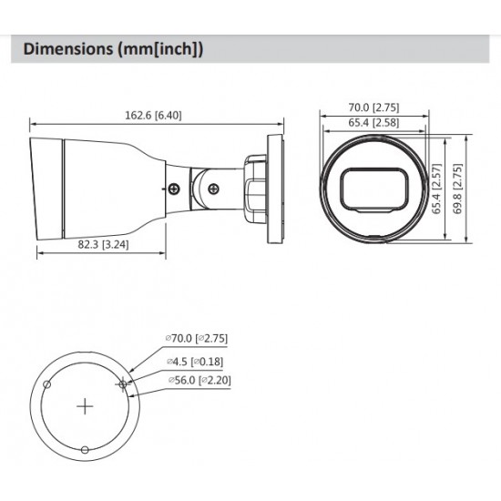 CAMARA IP DAHUA DH-IPC-HFW1431S1P-A-0280B-S4-QH2 | 4Mpx | Bullet | 2.8mm | Metal | Microfono | 30mtrs IR | H.265 | POE · Imagen 3