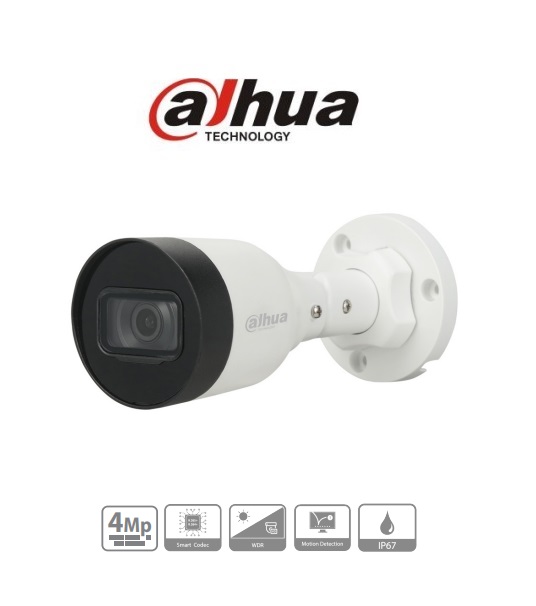 CAMARA IP DAHUA DH-IPC-HFW1431S1P-A-0280B-S4-QH2 | 4Mpx | Bullet | 2.8mm | Metal | Microfono | 30mtrs IR | H.265 | POE