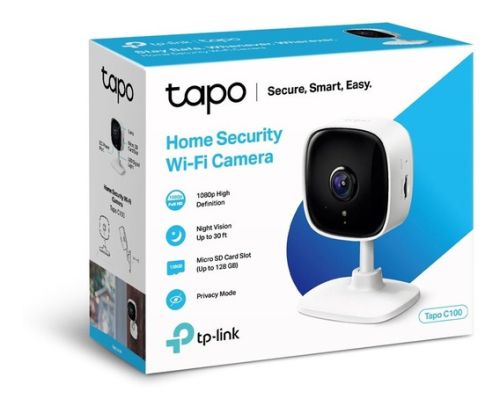 CAMARA IP WIFI TP-LINK TAPO C100 | INTERIOR | 1080P | LECTOR MICRO SD | ALARMA LUZ Y SONIDO | AUDIO DOBLE VIA
