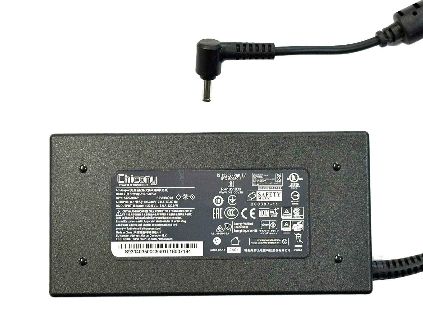 CARGADOR NOTEBOOK 4.5x3.0mm 20V 6A 120W MODEL A17-120P2A ASUS / MSI
