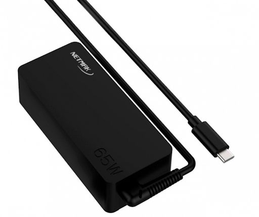CARGADOR NOTEBOOK NETMAK NM-1265 65W FICHA USB-C PD 3.0 DESDE 5V HASTA 20V MAX