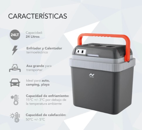 HELADERA CONSERVADORA PORTATIL NICTOM HCP03	|  24 LITROS | 12V | 