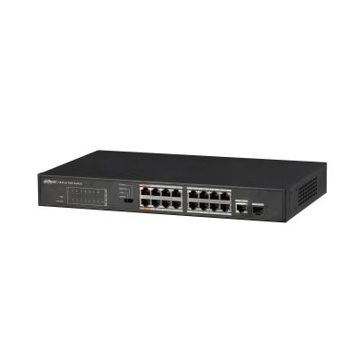 SWITCH POE DAHUA DH-PFS3117-16ET-135 | 16 PUERTOS 10/100MBPS POE | 1 PUERTO GIGABIT RJ45 + 1 PUERTO GIGABIT SFP | PRESUPUESTO POE 135W | PUERTOS 1-2 Hi-POE HASTA 60W | IEEE 802.3AF/AT/Hi-POE | MODO EXTEND HASTA 250M | SWITCHING 5.2 GBPS | TABLA MAC 4K | METALICO | PLUG AND PLAY