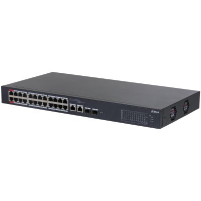 SWITCH POE DAHUA DH-CS4226-24ET-240 | 24 PUERTOS 10/100MBPS POE | 2 PUERTOS UPLINK GIGABIT RJ45 | 240W TOTAL POE | IEEE 802.3AF/AT | MODO EXTEND HASTA 250M | GESTION AUTOMATICA DE POE | DETECCION DE CARGA | DISEÑO METALICO | MONTABLE EN RACK | PLUG AND PLAY