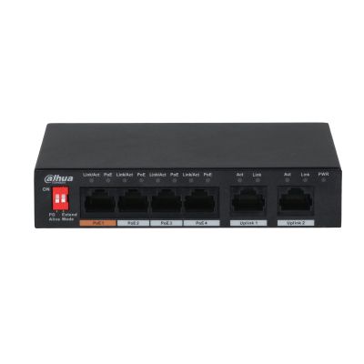 SWITCH DAHUA DH-PFS3006-4ET-60-V2 | 6 Puertos | 4 Puertos 60W POE 2.0 y Hi POE | Watchdog PD Alive | 250mtrs POE | Inteligent POE