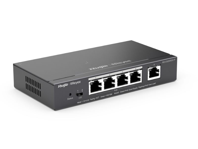 SWITCH RUIJIE REYEE RG-ES205GC-P | 5 Puertos | POE | Gigabit | Cloud | Metalico | 54W