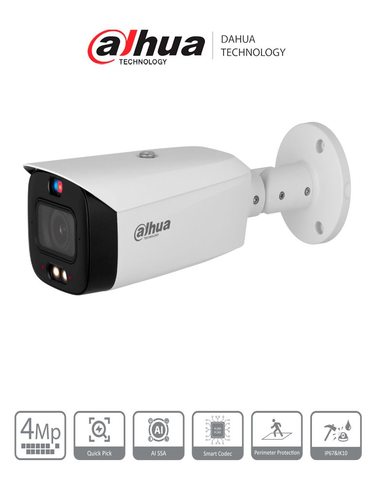 CAMARA IP DAHUA DH-IPC-HFW3549T1P-ZAS-PV-27135 | Tioc | Full Color - 5Mpx - VARIFOCAL 2.8-12mm - Wizsense - Disuasion Activa luz Azul Roja - Bullet - Metal - Exterior- SMD - H.265 - POE - Micro SD