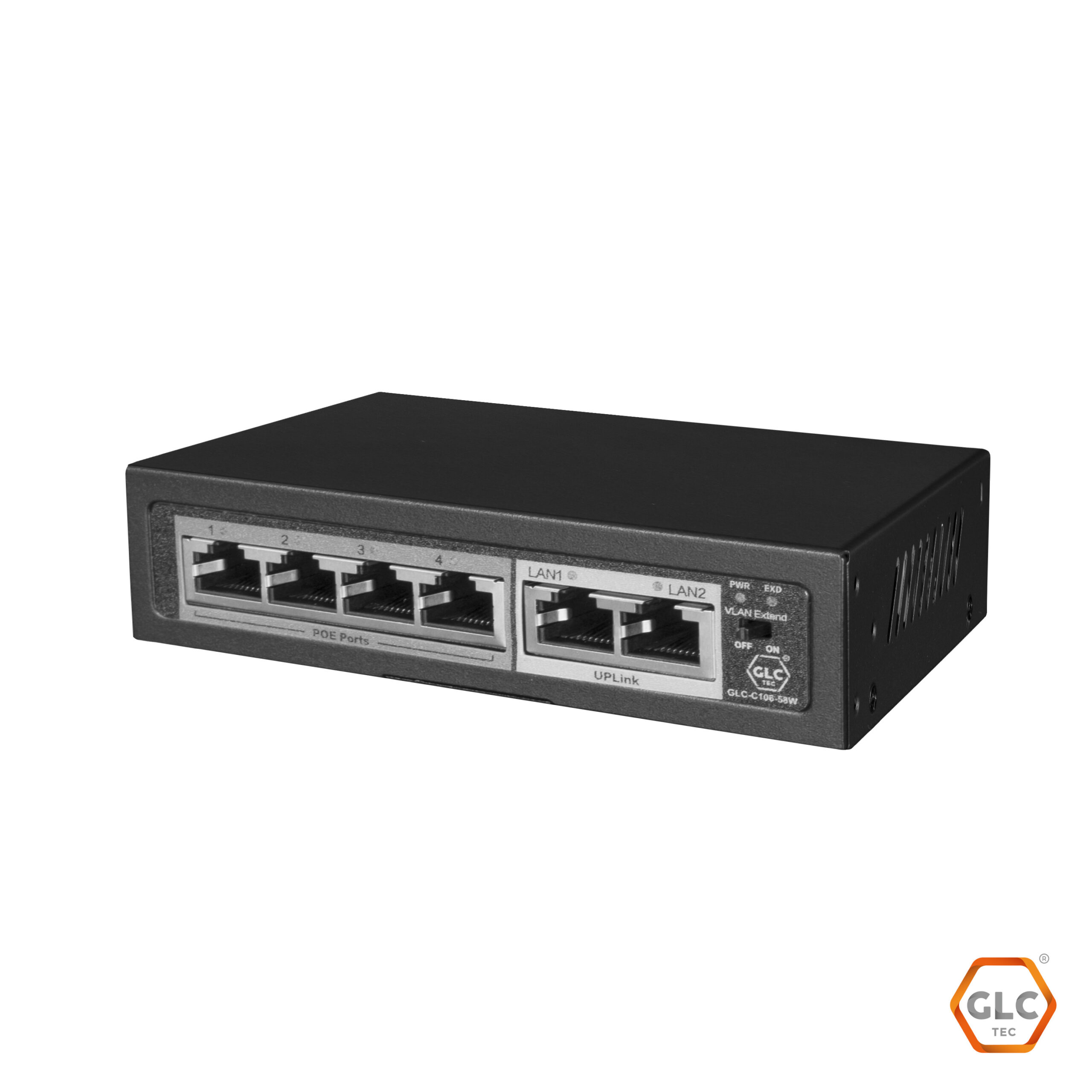 SWITCH GLC-C106-58W 6 PUERTOS | 4 PUERTOS POE | 2 PUERTOS 10/100 UPLINK · Imagen 2