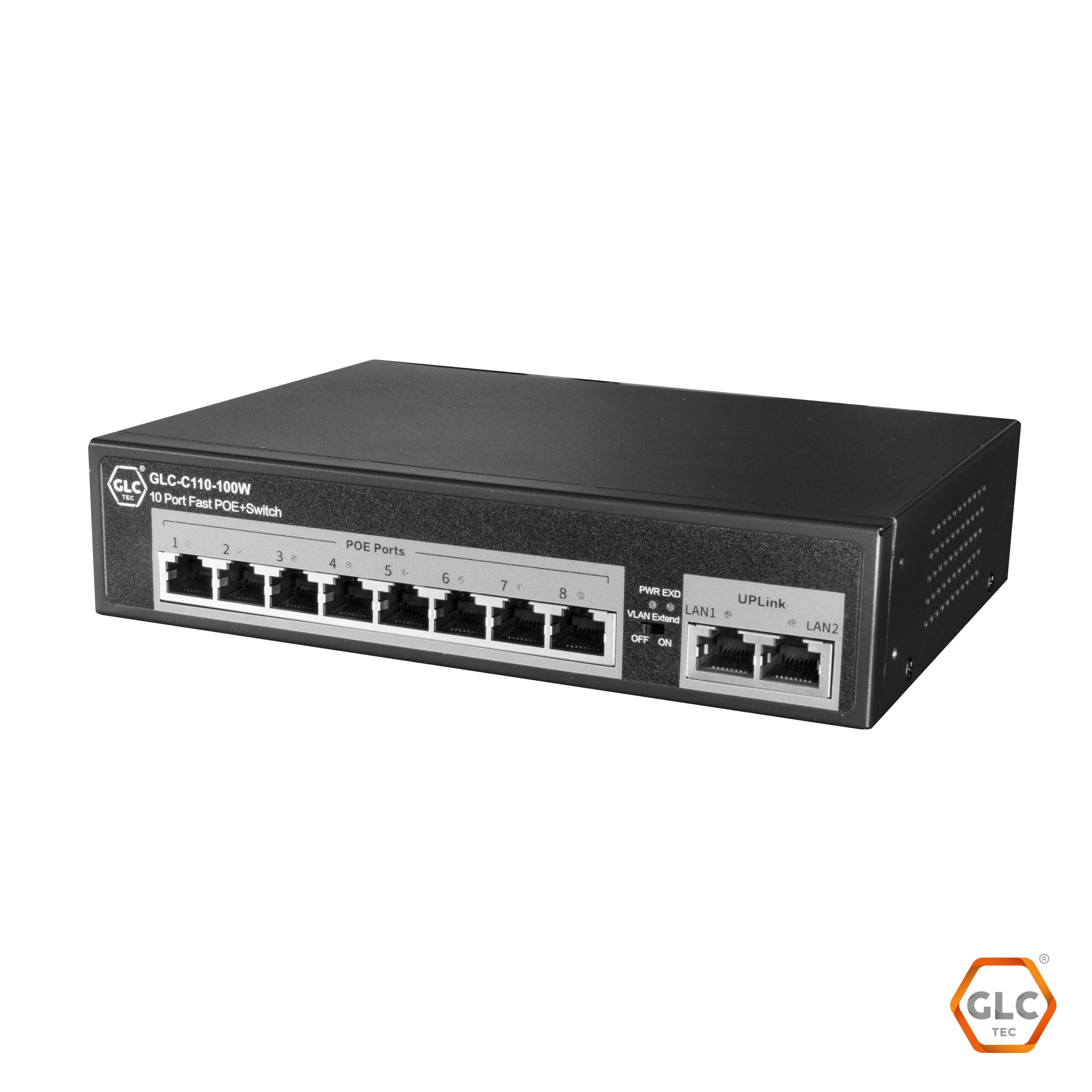SWITCH GLC-C110-100W 10 PUERTOS | 8 PUERTOS POE | 2 PUERTOS 10/100 UPLINK