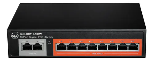 SWITCH GLC-GC110-100W 10 PUERTOS | 8 PUERTOS POE 10/100/1000| 2 PUERTOS 10/100/1000 UPLINK	